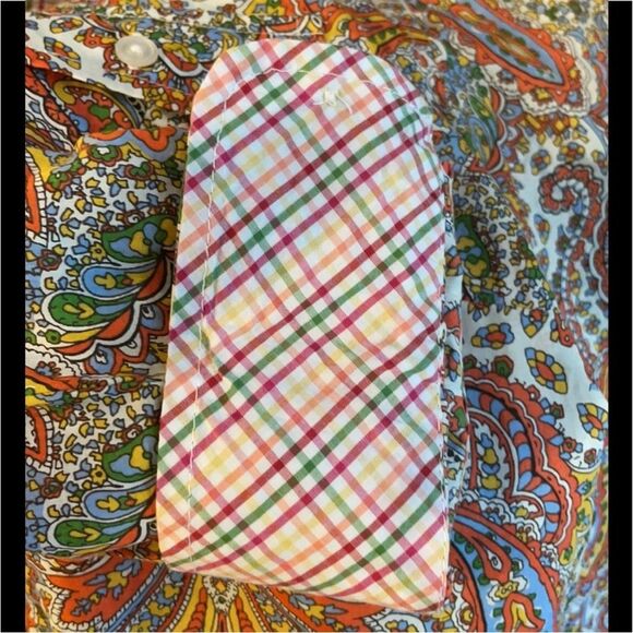 Talbots Multicolor Paisley Cotton Button Down Shirt with Tab Sleeves - Picture 5 of 9